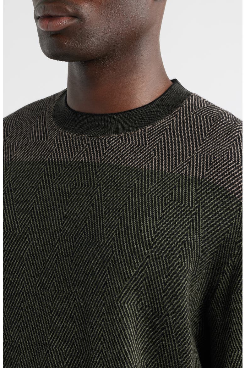 Jacquard Wool Sweater, Alternate, color, SOLID MEDIUM GREEN