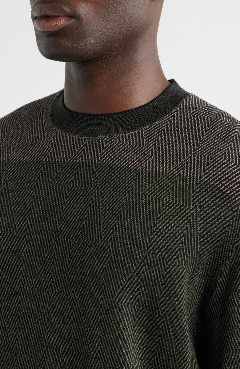 Emporio Armani Jacquard Wool Sweater, Alternate, color, Solid Medium Green