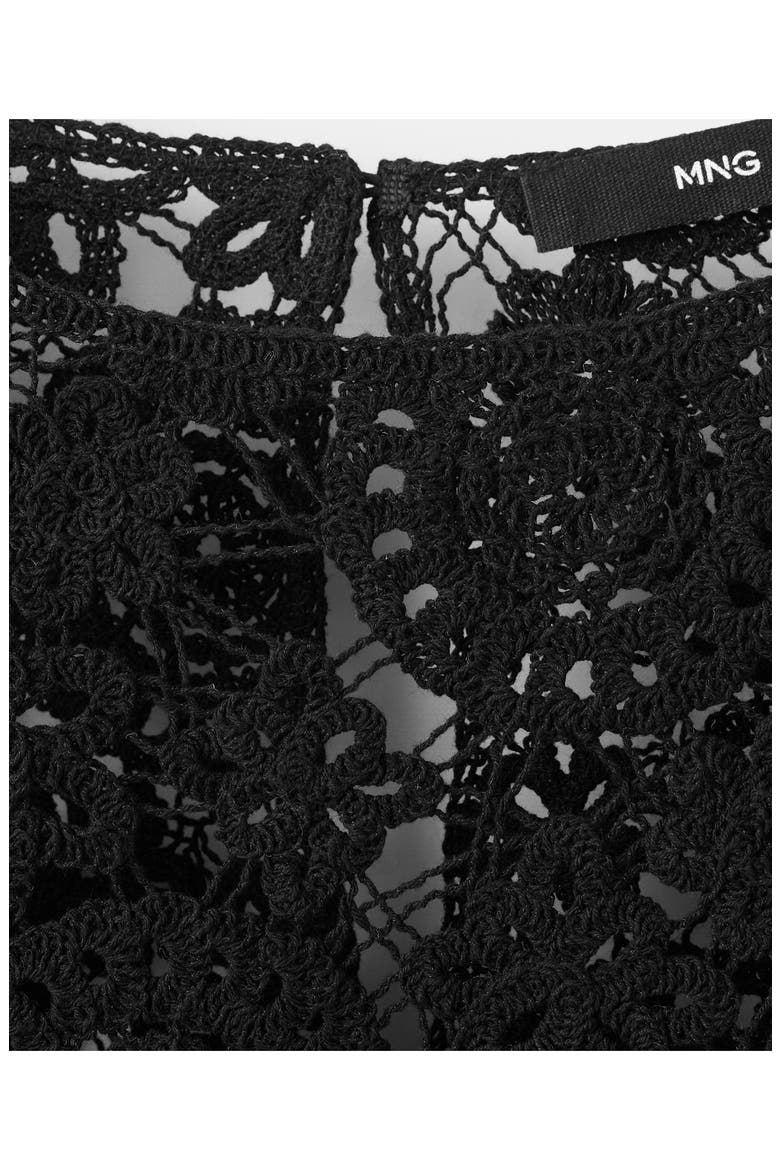 Open Work Floral Sweater, Alternate, color, BLACK