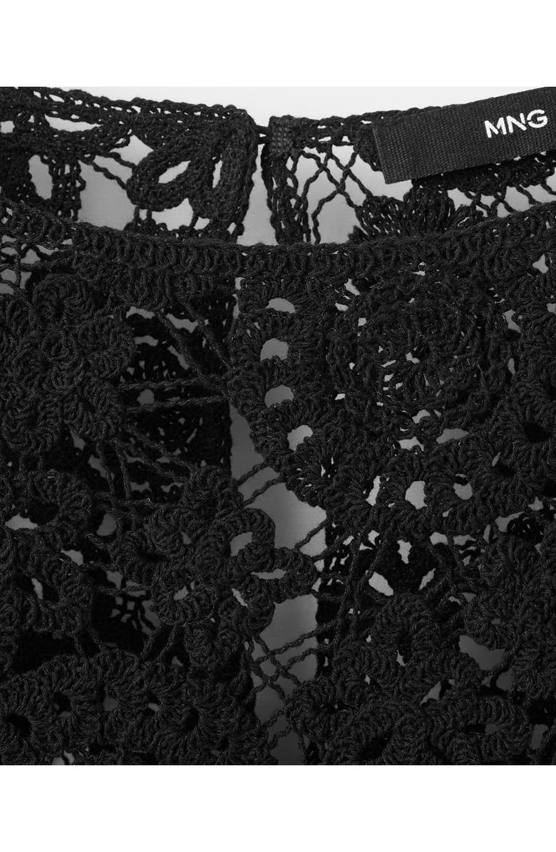 MANGO Open Work Floral Sweater, Alternate, color, Black