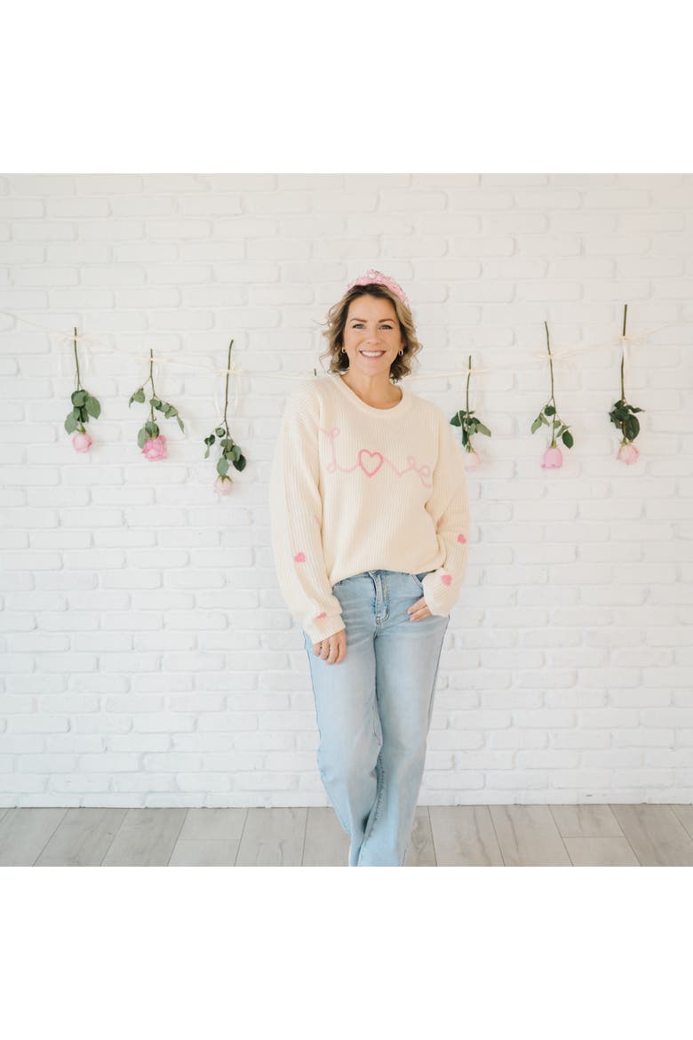 Ditsy Love Knit Women's Sweater, Alternate, color, Natural