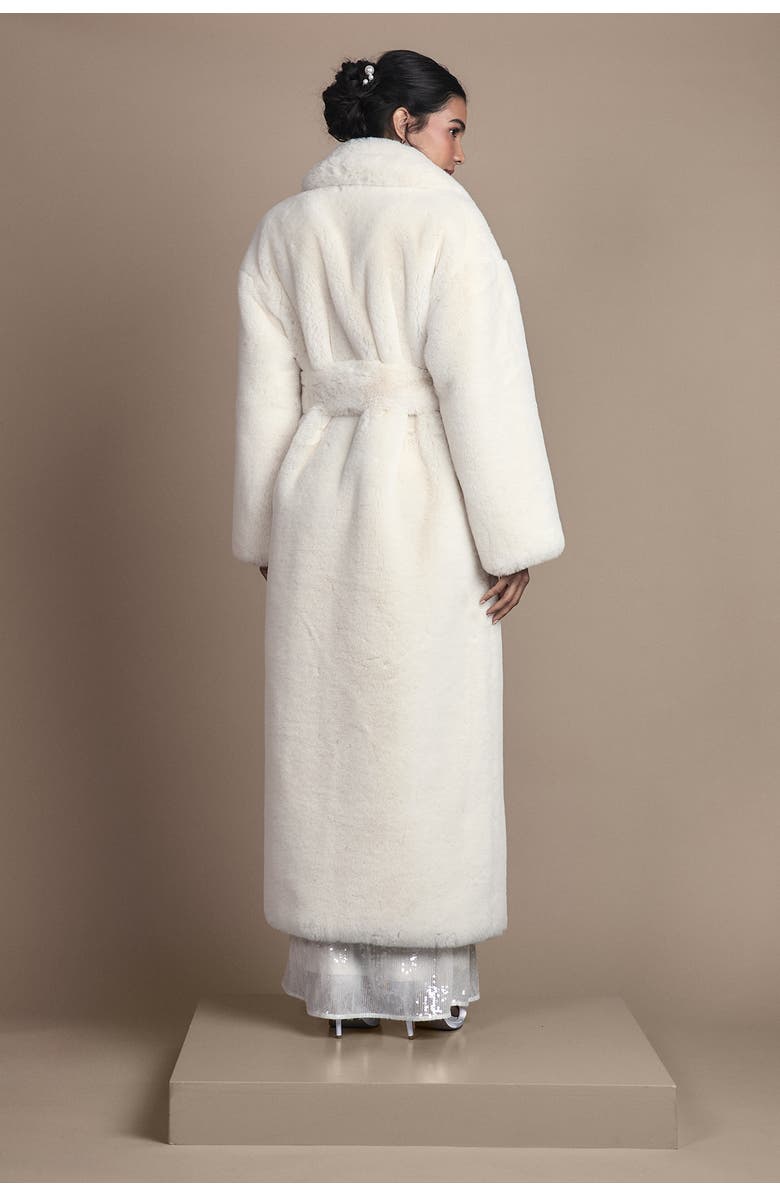 Coast Occasion Belted Longline Fur Coat, Alternate, color, Ivory
