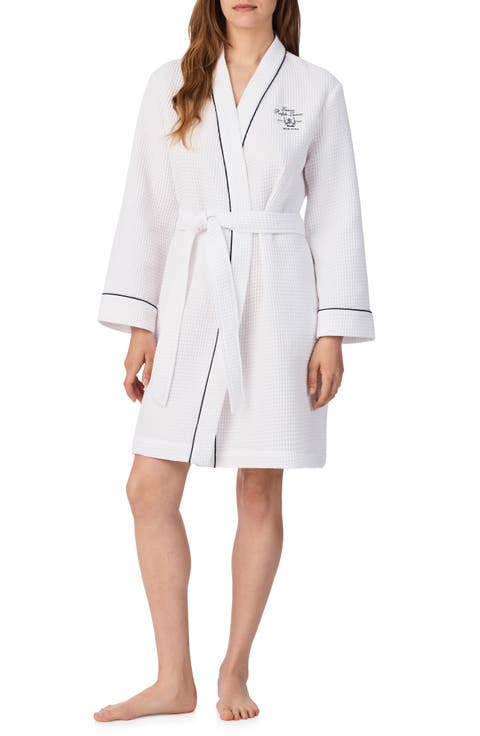 Short Waffle Knit Robe