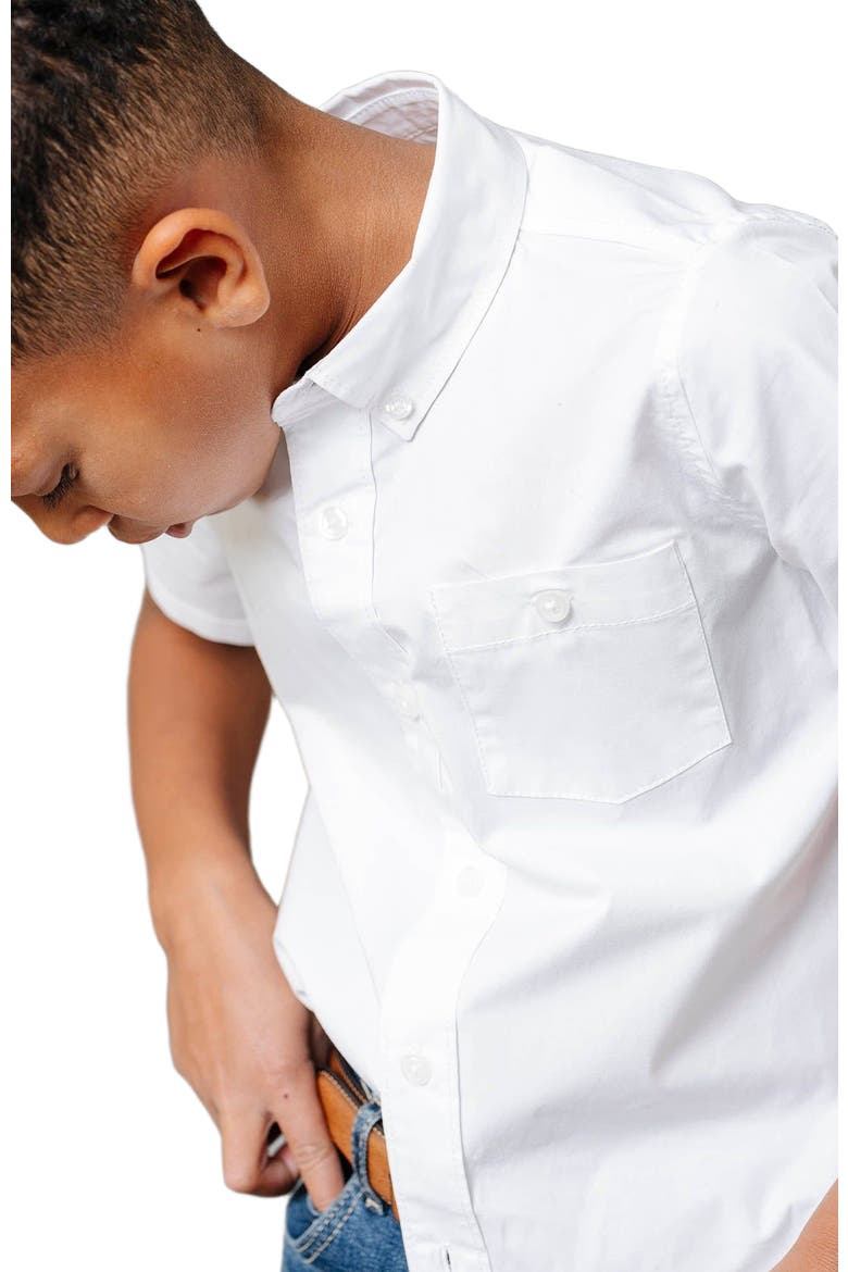 Boys' Organic Stretch Poplin Short Sleeve Shirt, Kids, Alternate, color, White Short Sleeve