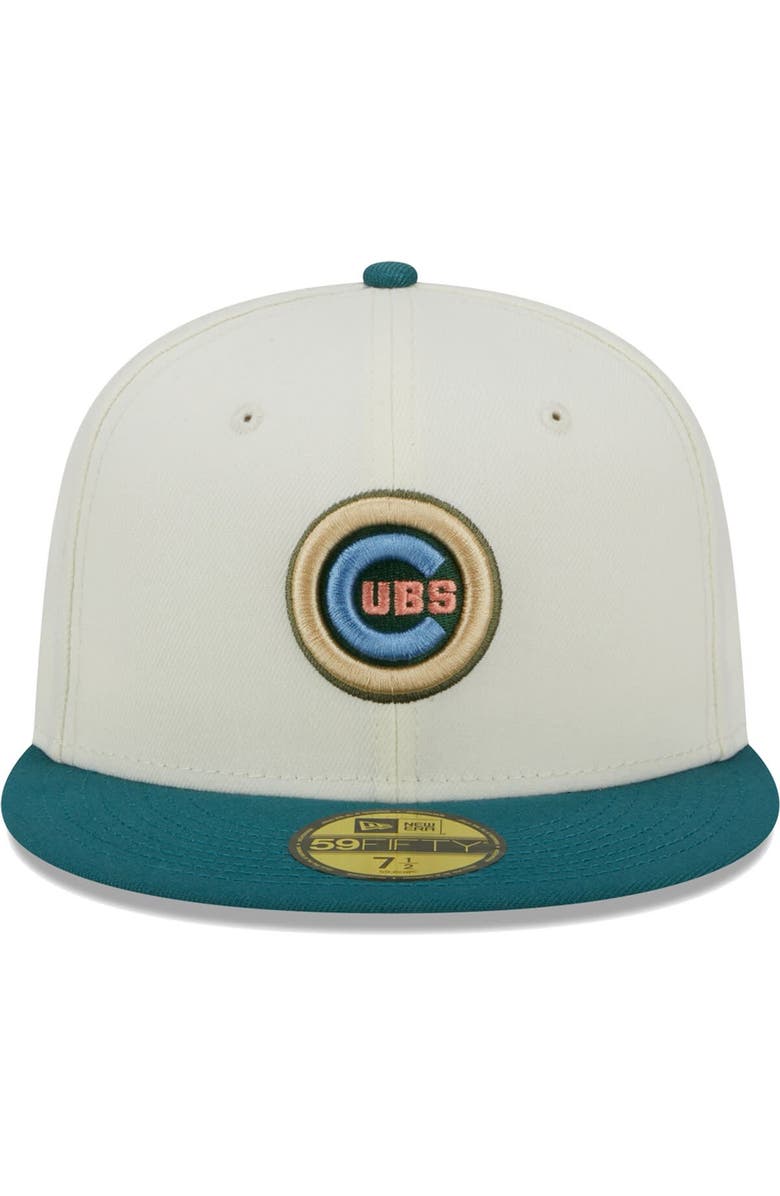 New Era Men's New Era Cream Chicago Cubs Chrome Evergreen 59FIFTY Fitted Hat, Alternate, color, 