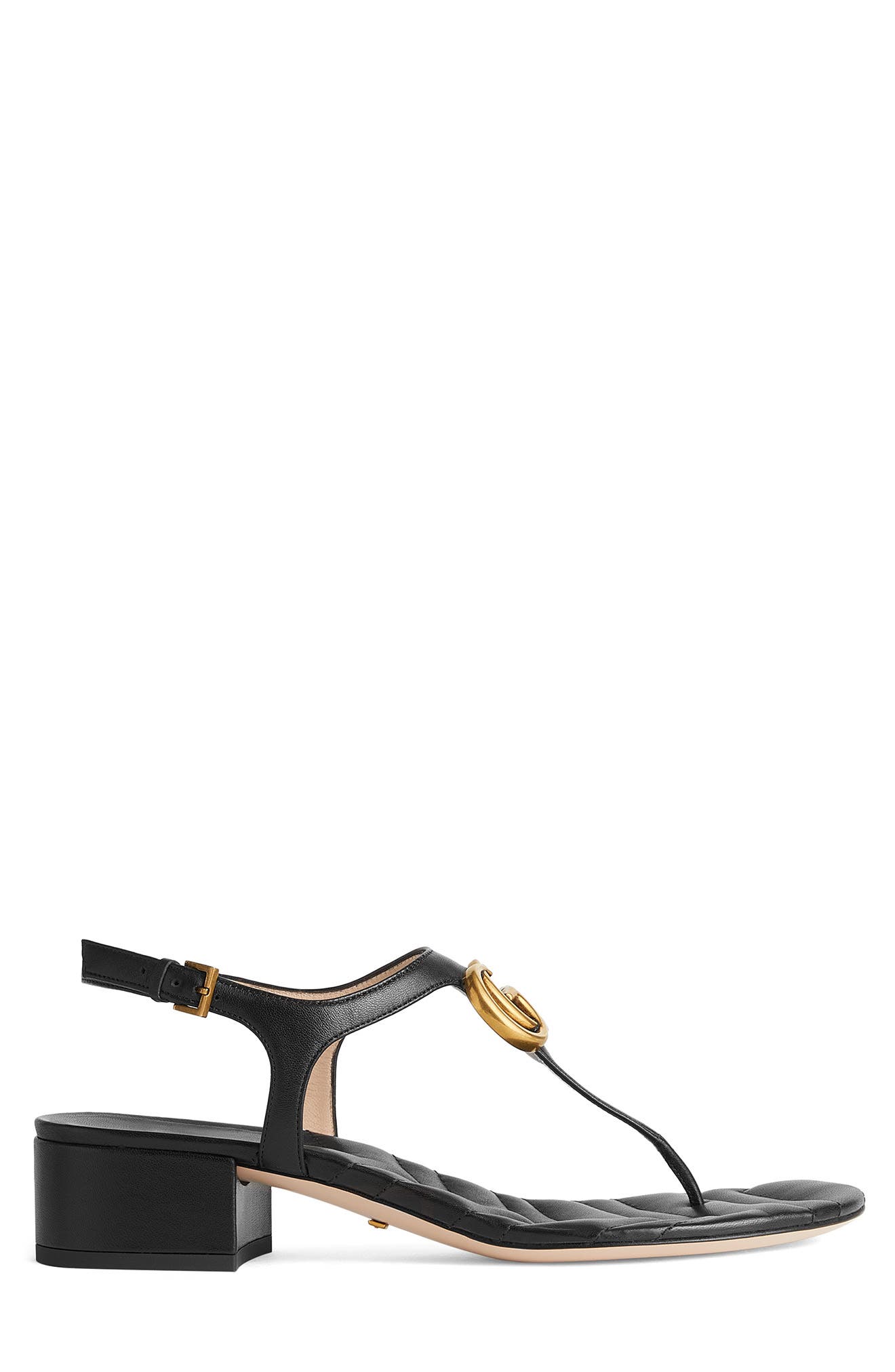 Gucci GG Logo Sandal, Alternate, color, Nero