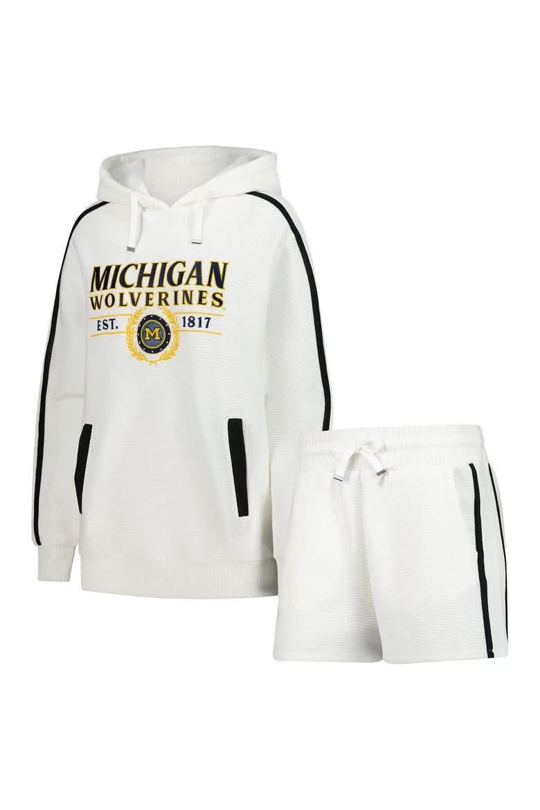 Men's Gameday Couture Cream Michigan Wolverines Down, Set, Go Hoodie and Shorts Lounge Set, Main, color, Cream