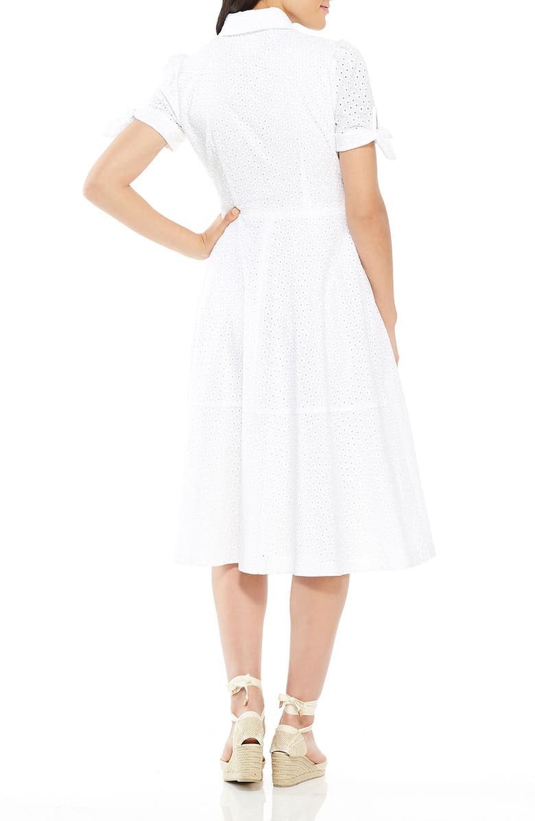 Gal Meets Glam Collection Judith Puff Sleeve Cotton Eyelet Dress, Alternate, color,