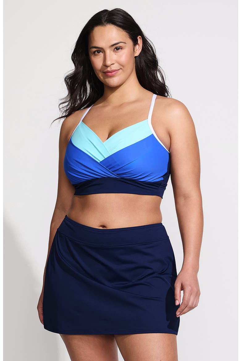 Slender Suit Pleated Tankini Top, Main, color, Navy/Sapphire/River Mist/White