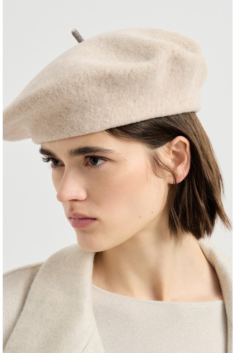 Wool beret, Alternate, color, Pearl