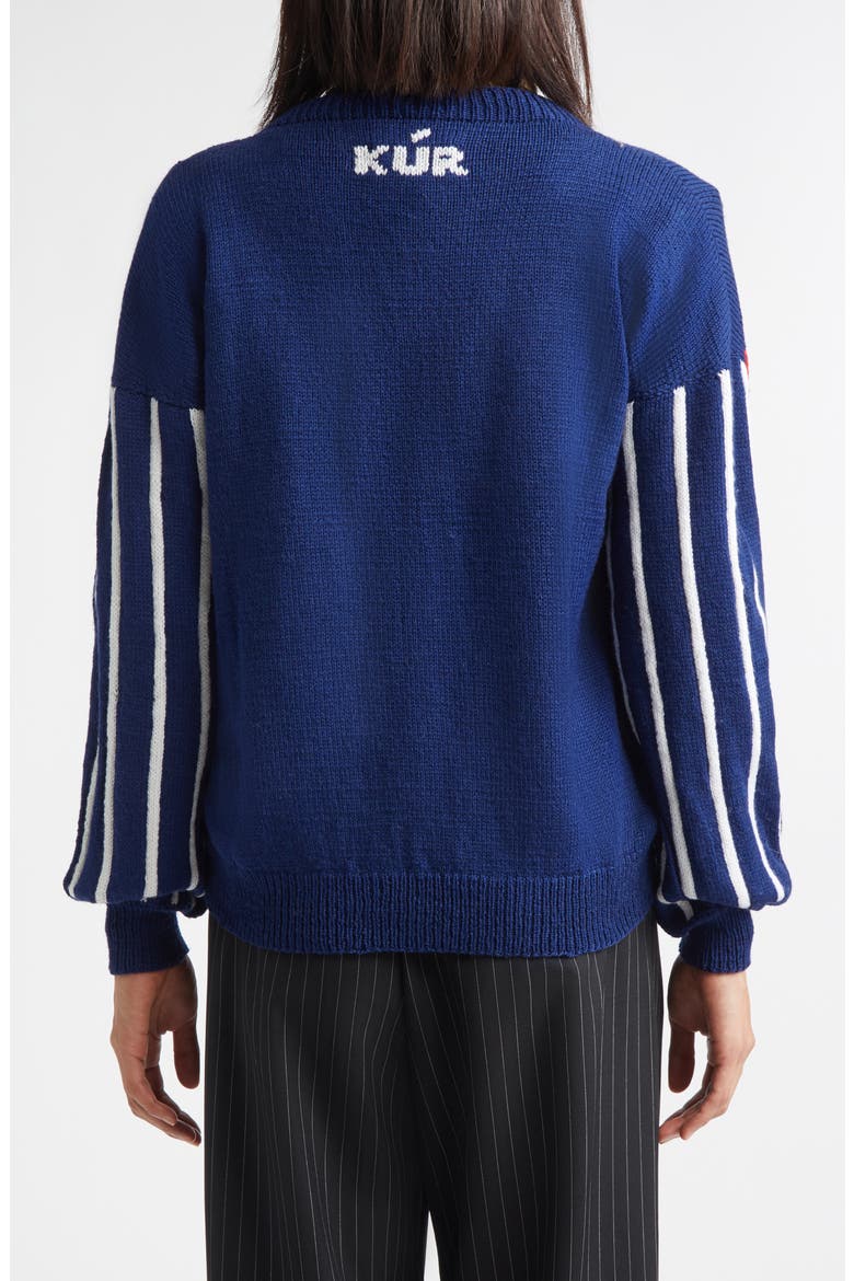Eighth Note Hand Knit Cardigan, Alternate, color, NAVY BLUE