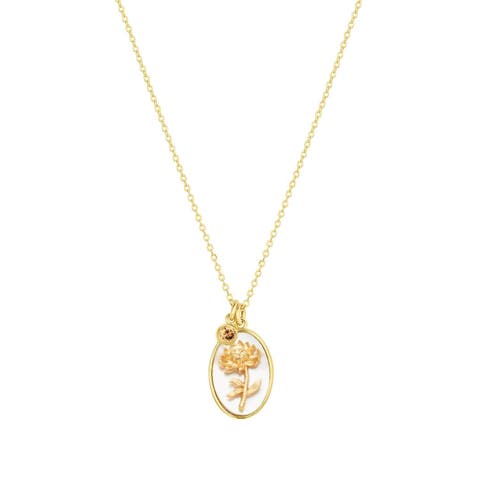Katrina Birth Flower and Birthstone Charm Necklace