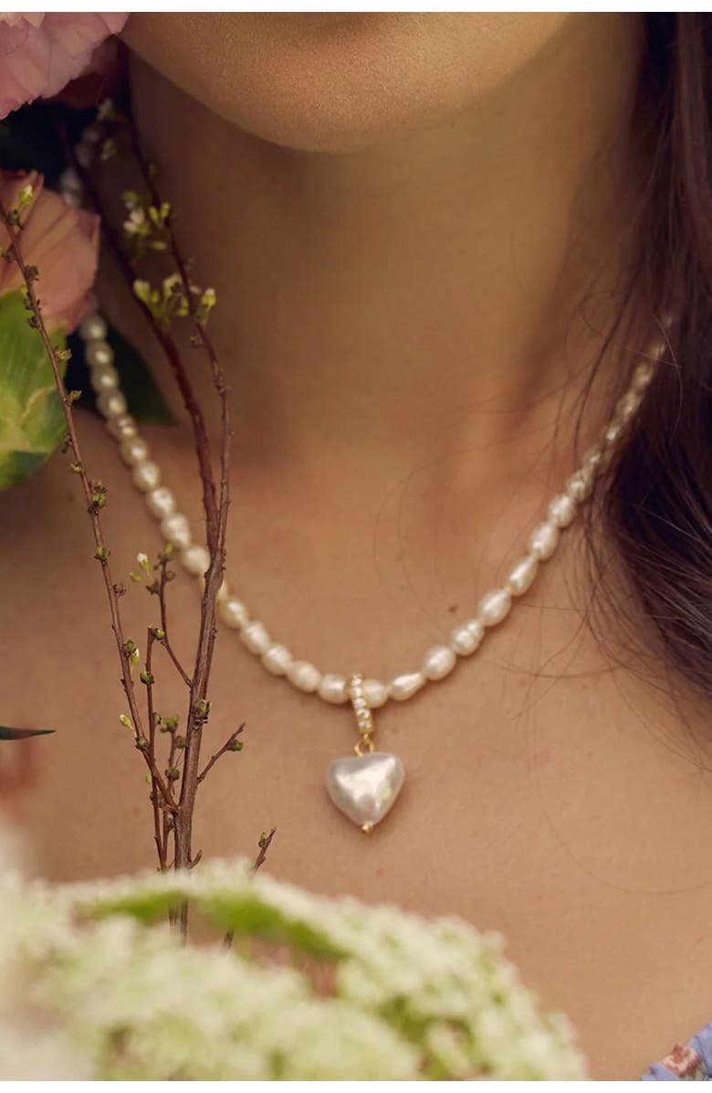 Bearfruit Jewelry 14k Gold Plated Memories Base Pearl Necklace Holiday Gift Idea, Alternate, color, Gold