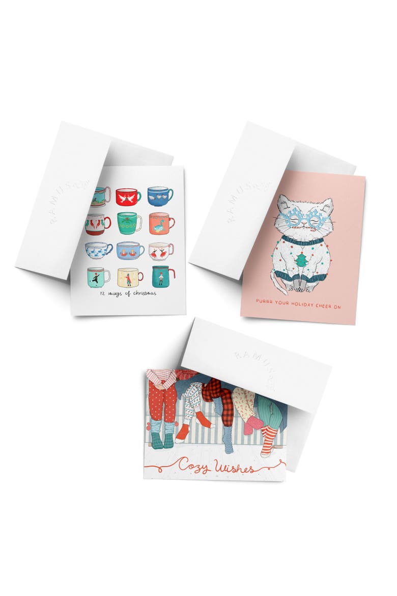Christmas Mug, Cozy Wishes, Christmas Cat Winter/Holiday/Christmas Greeting Card Pack Sets, Main, color, Multi-Pack