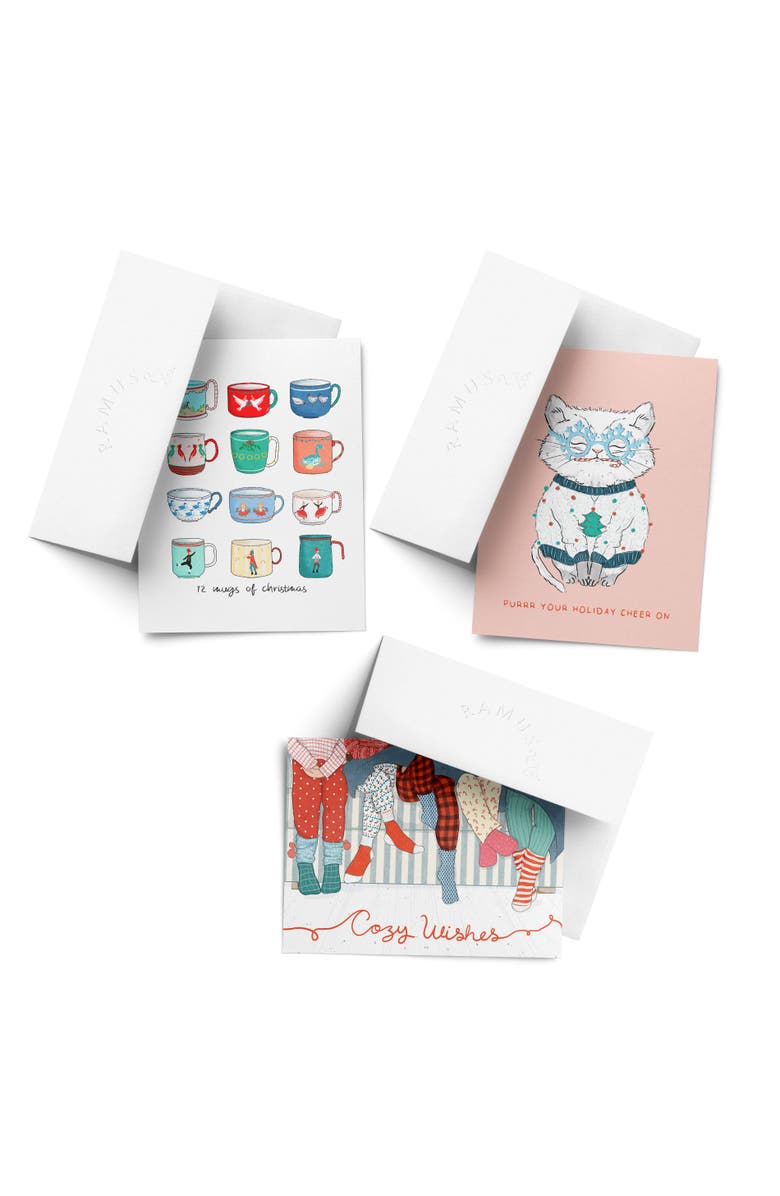 Ramus & Co Christmas Mug, Cozy Wishes, Christmas Cat Winter/Holiday/Christmas Greeting Card Pack Sets, Main, color, Multi-Pack