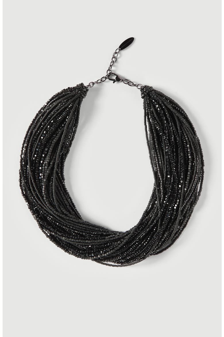 Black hematite and Sterling Silver choker, Main, color, Black