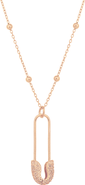 Spero London Sterling Silver Jewelled Safety Pin Necklace With Beaded Chain