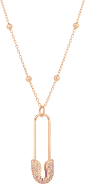 Spero London Sterling Silver Jewelled Safety Pin Necklace With Beaded Chain