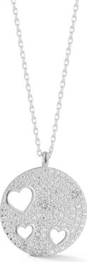 SPHERA MILANO Pavé Cubic Zirconia Heart Medallion Pendant Necklace