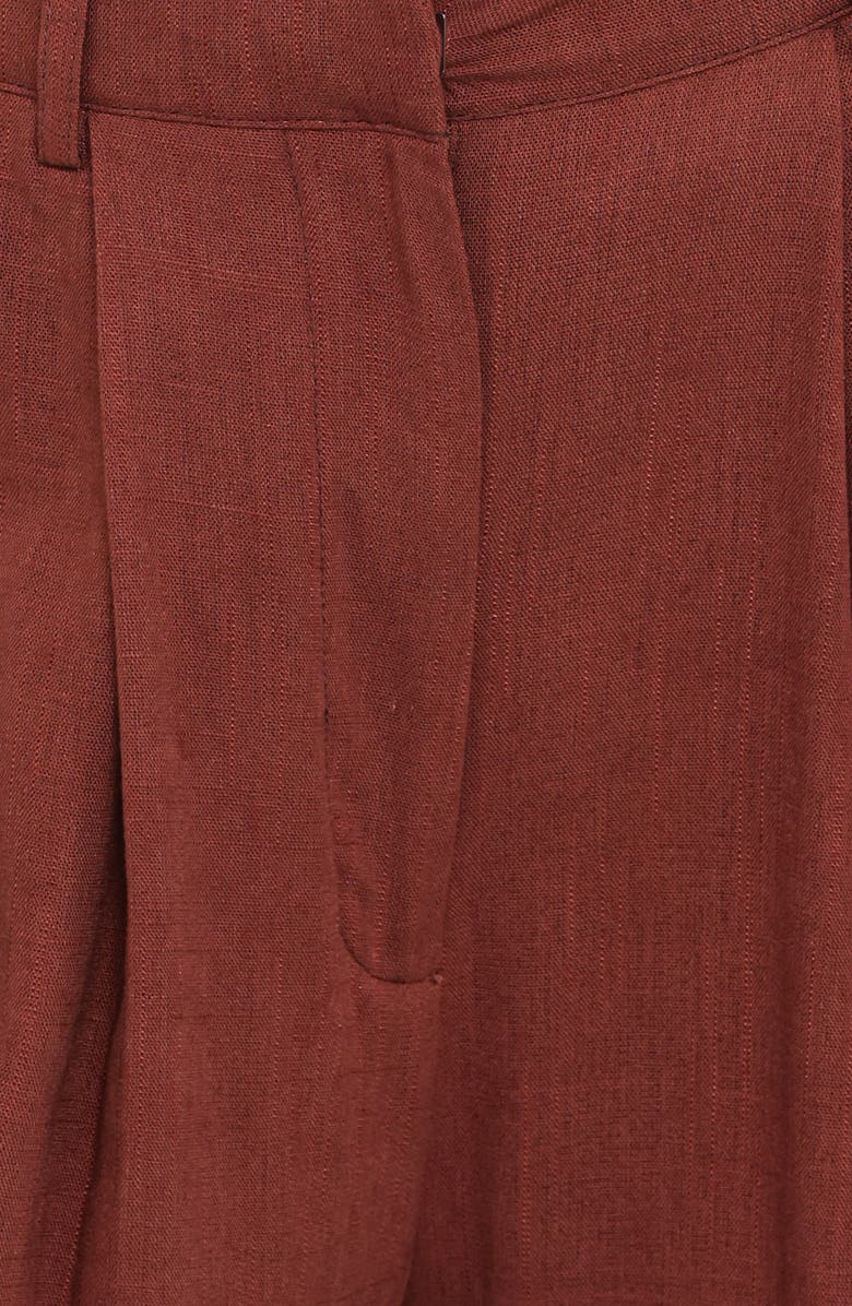 Petal & Pup Elinor Cuffed Pleated Wide Leg Pants, Alternate, color, Brown