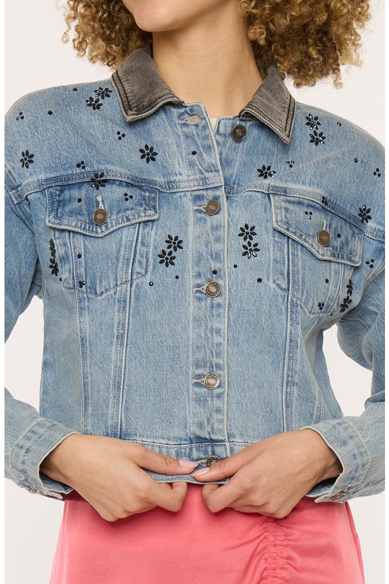 Lucca Denim Crop Jacket, Alternate, color, Medium Wash