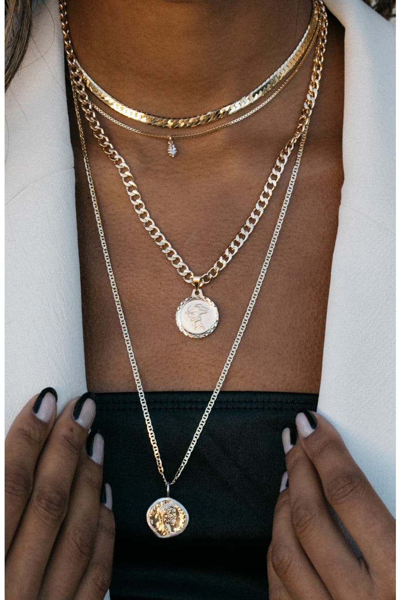 Caeser Coin Pendant Necklace, Alternate, color, 18K GOLD FILLED
