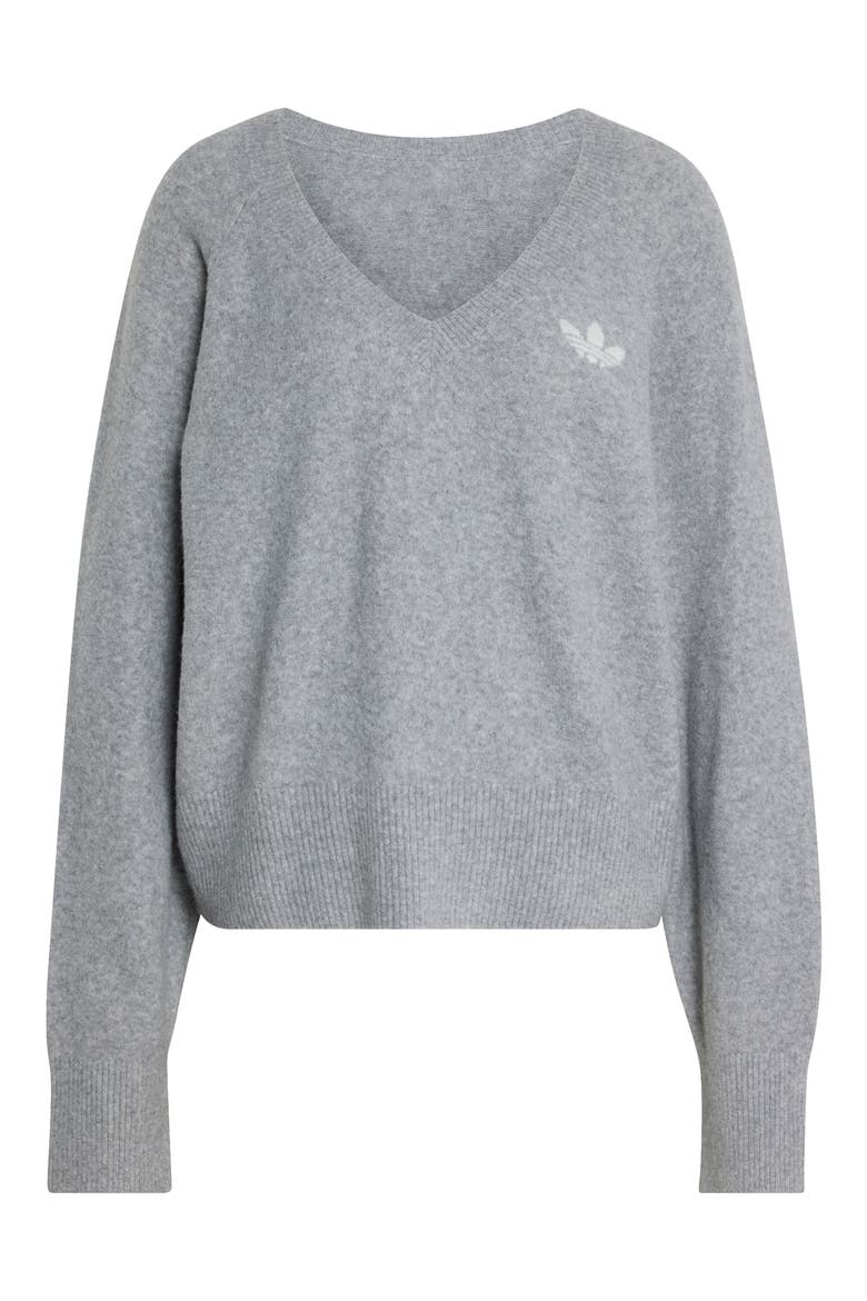 Knit V-Neck Sweater, Alternate, color, MEDIUM GREY HEATHER