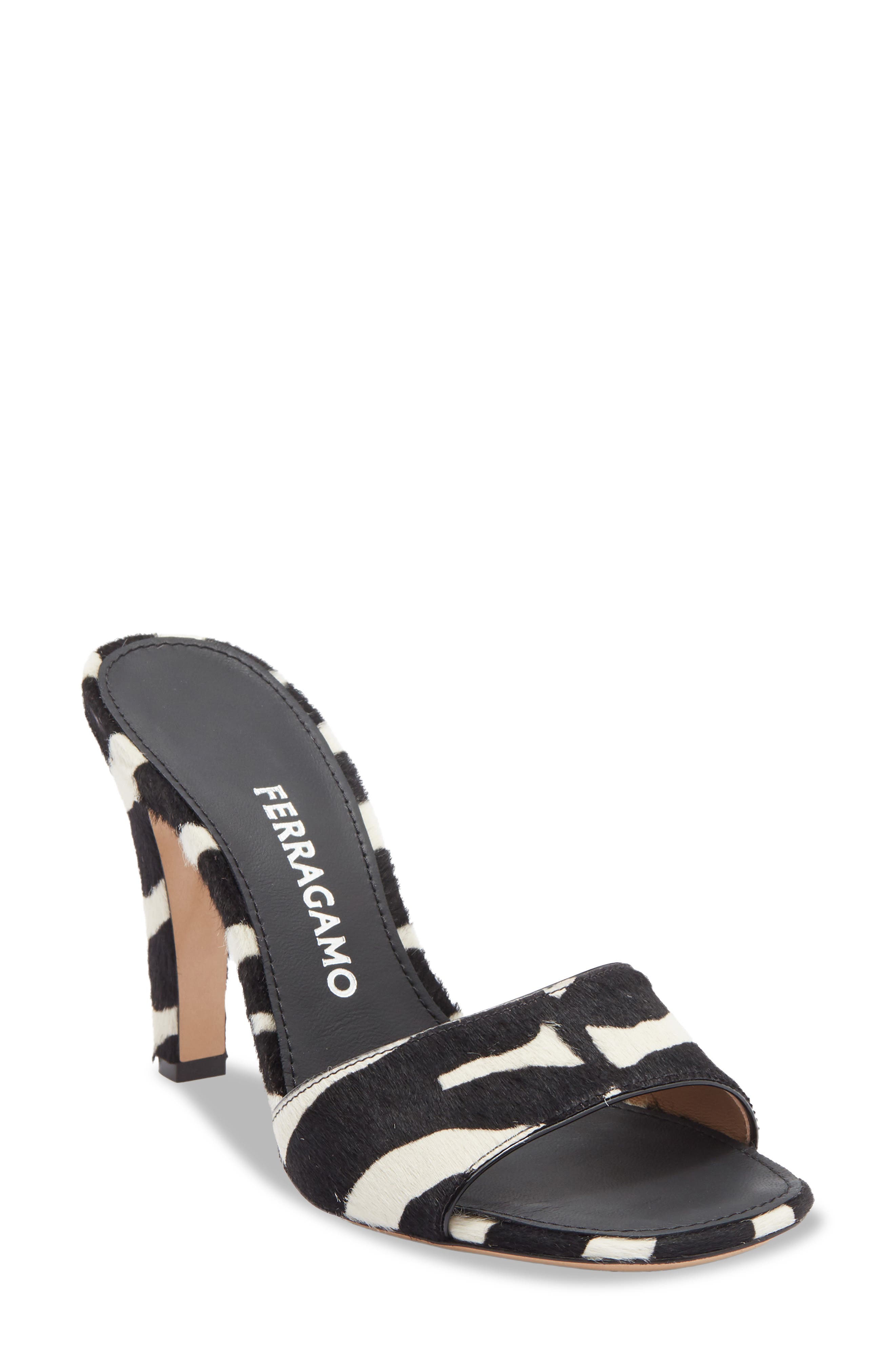 FERRAGAMO Tatiana Slide Sandal, Main, color, Kasba Bianco/ Nero Biscotto