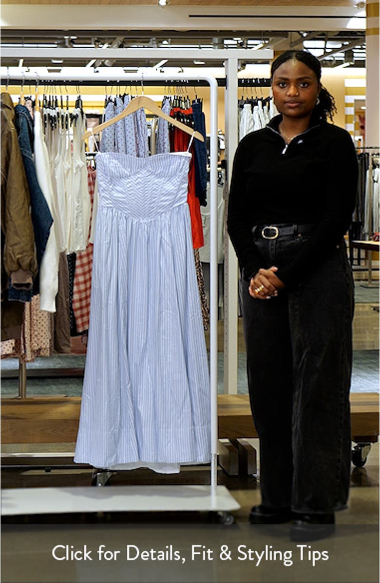 Lola Stripe Strapless Corset Midi Dress, sales video thumbnail