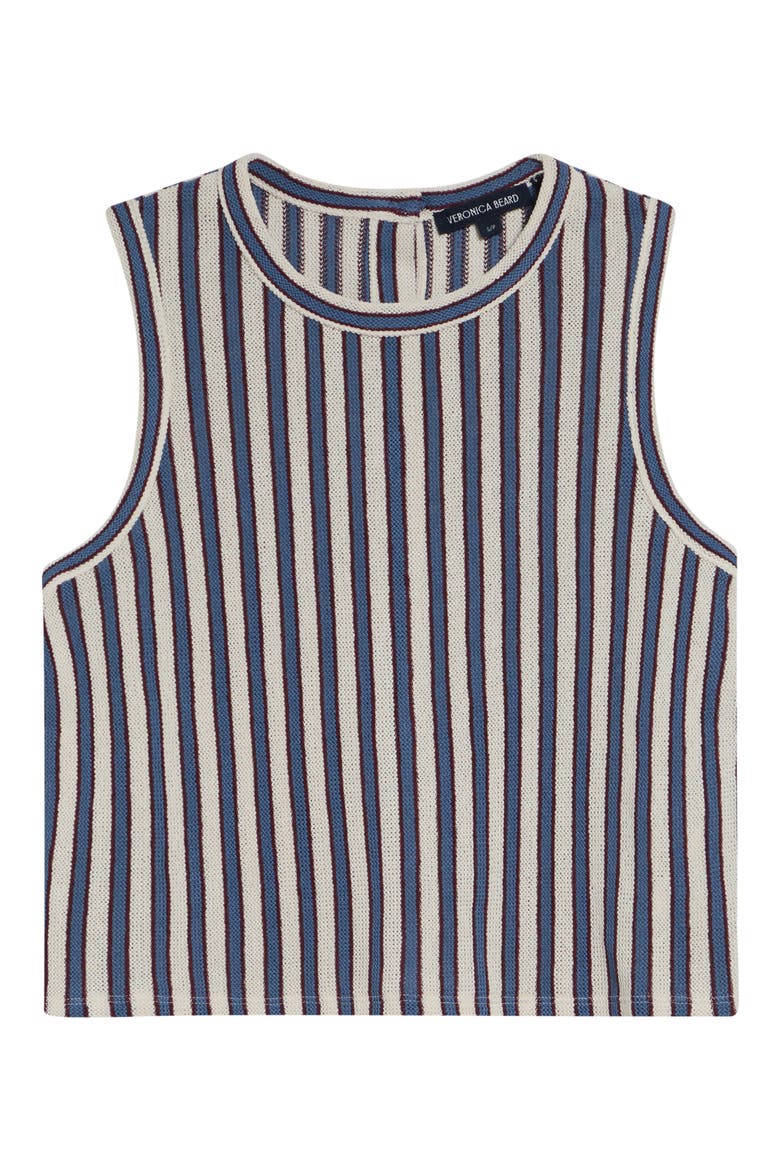 Dravin Stripe Crochet Cotton Tank, Alternate, color, ECRU BLUEFIN MULTI