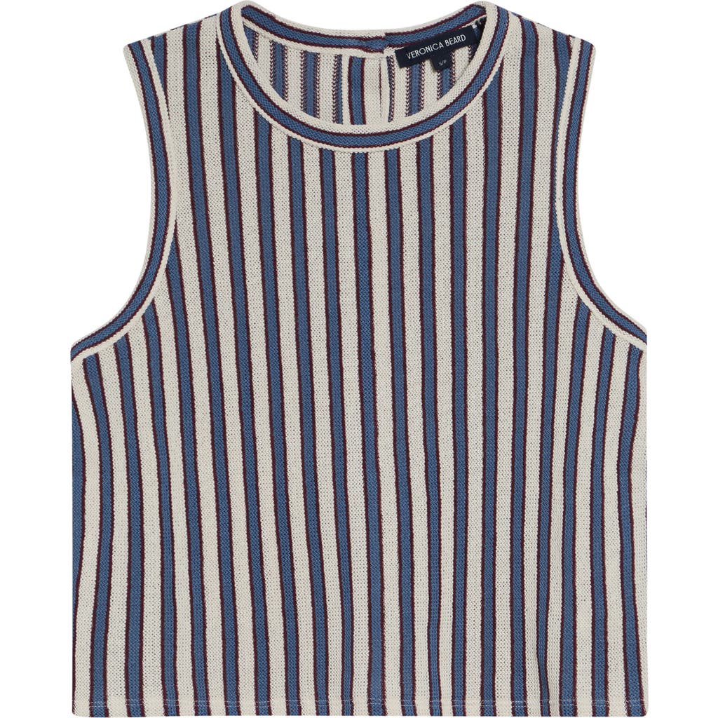 Veronica Beard Dravin Stripe Crochet Cotton Tank