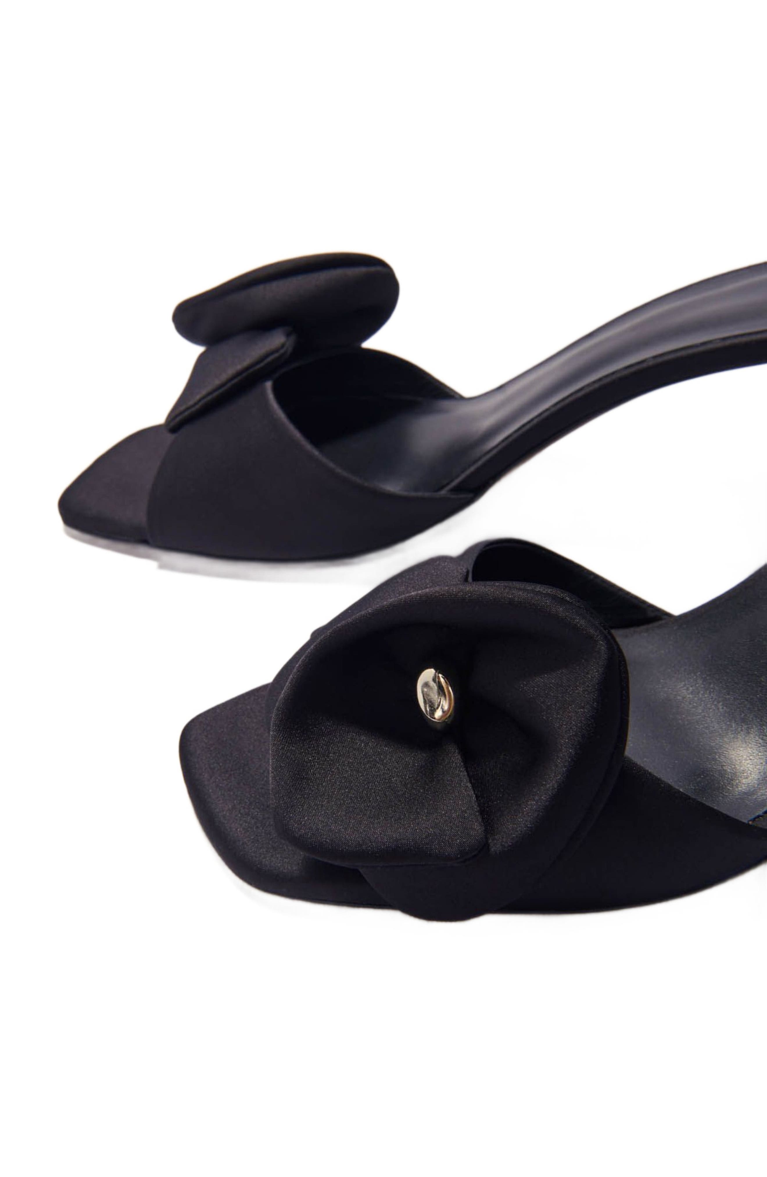 maje Textile mules with satin flower, Alternate, color, 