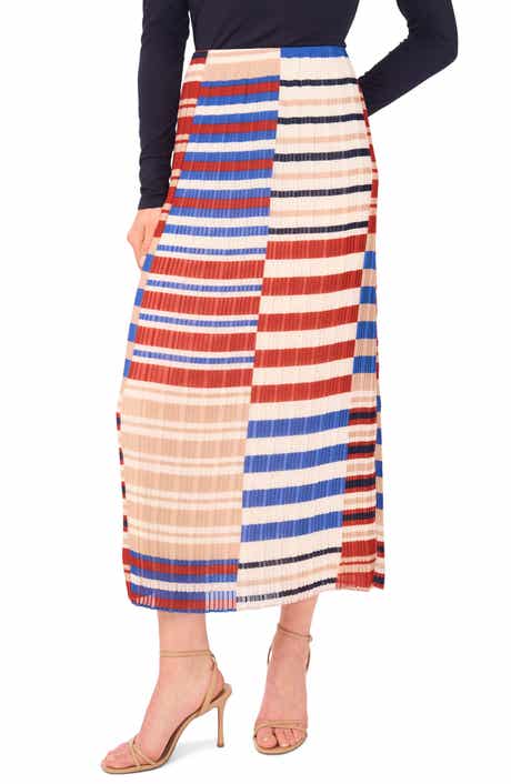 Halogen® Pleated Colorblock Stripe Maxi Skirt