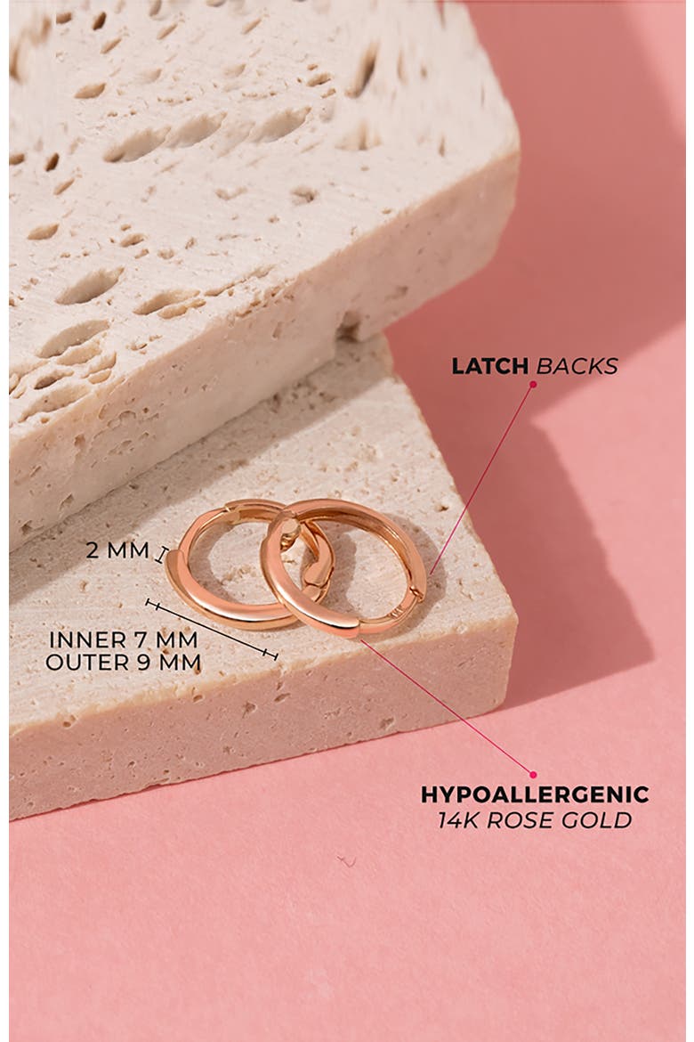 14k The Tiny Hoop Earrings, Alternate, color, Rose Gold