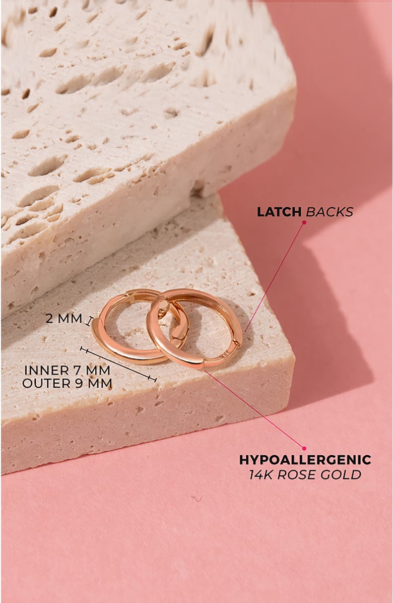 In Season Jewelry 14k The Tiny Hoop Earrings, Alternate, color, Rose Gold