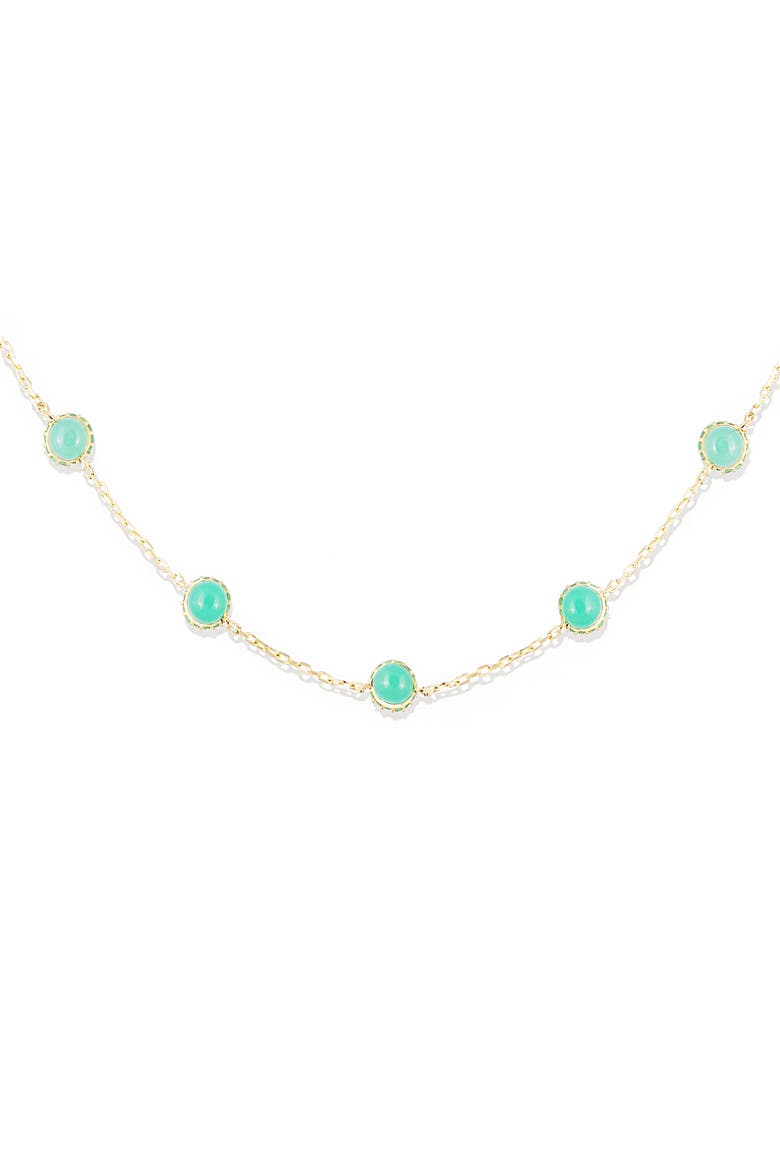 Found Cabochon Station Necklace, Alternate, color, Chrysoprase & Tsavorite-Gold