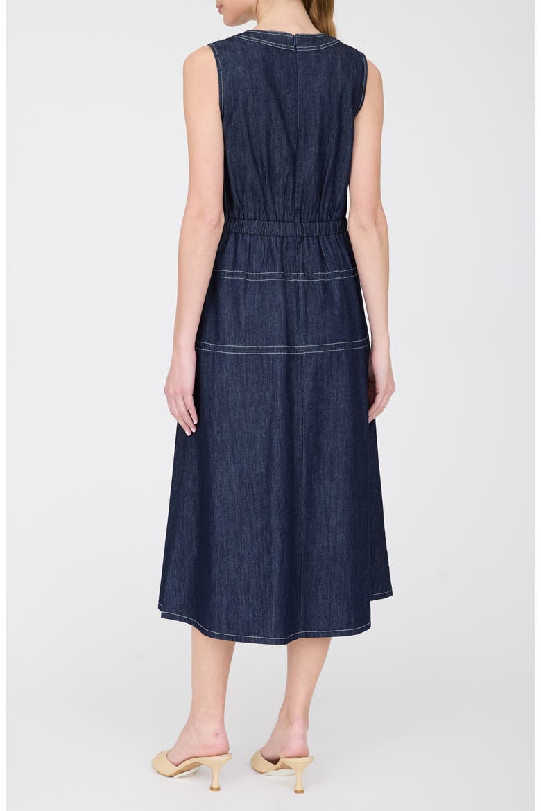 Contrast Stitch Sleeveless Cotton Blend Denim Dress, Alternate, color, DENIM