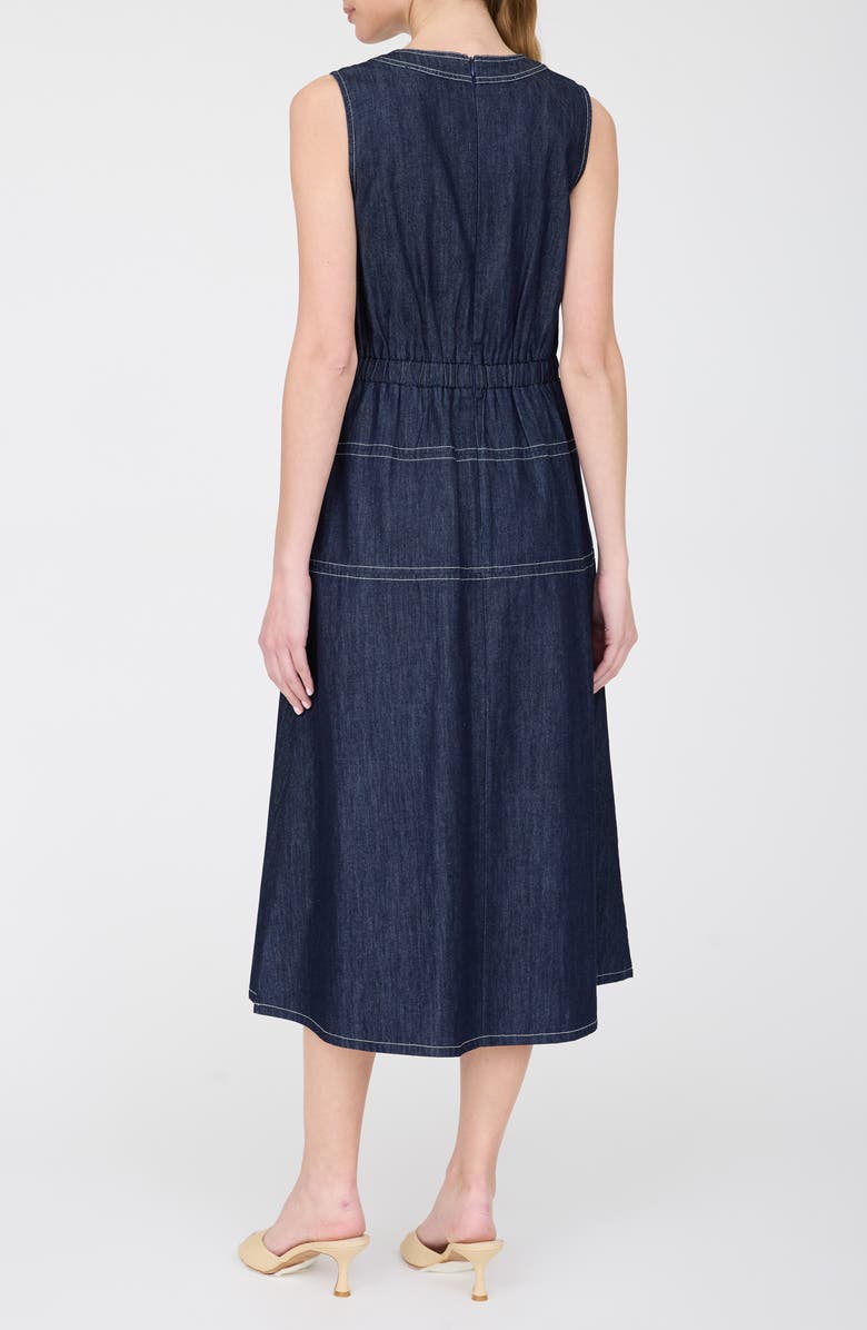 ZOE AND CLAIRE Contrast Stitch Sleeveless Cotton Blend Denim Dress, Alternate, color, Denim
