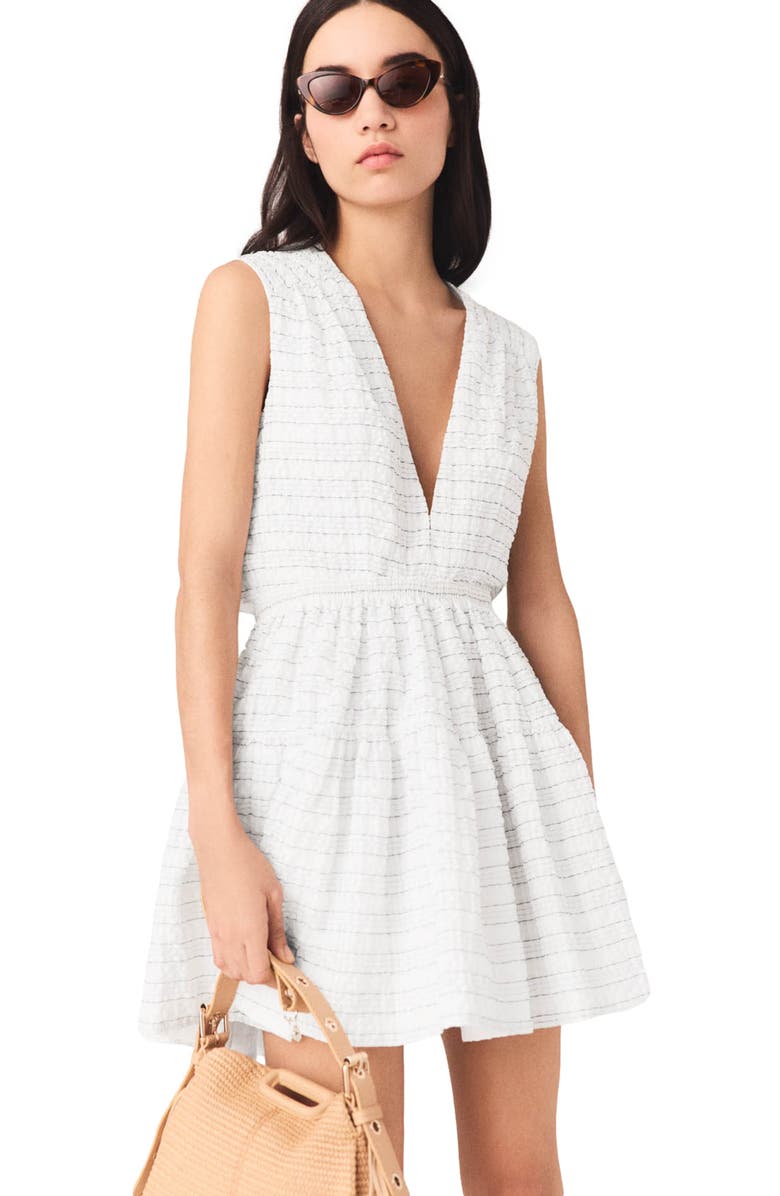maje Short flared open-back dress, Alternate, color, White