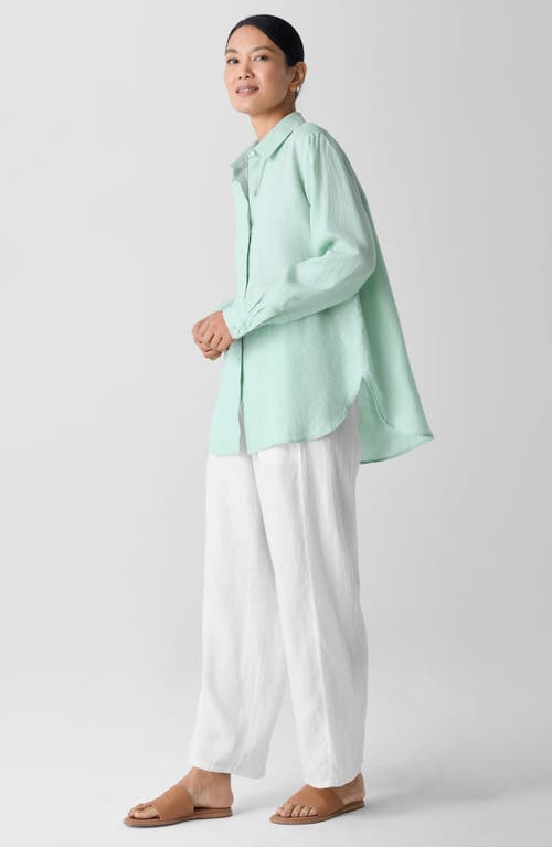 Eileen Fisher Classic Collar Organic Linen Long Button-up Shirt