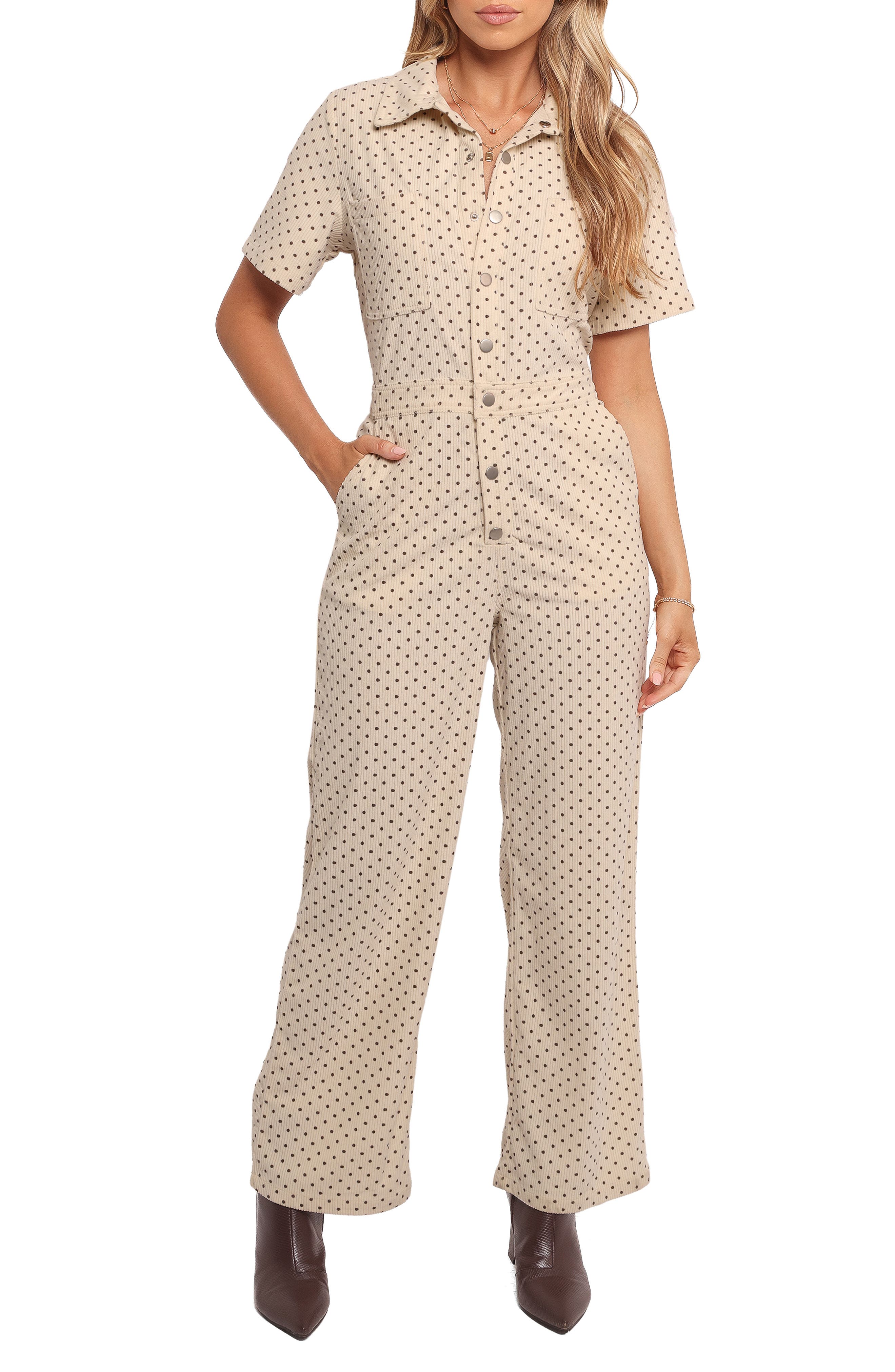 Petal & Pup Mikia Short Sleeve Corduroy Jumpsuit