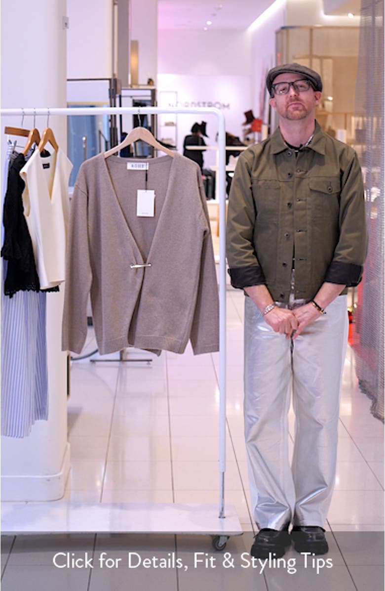 Safety Pin Off the Shoulder Wool & Cashmere Wrap Cardigan, sales video thumbnail