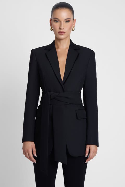 Classic Column Tailored Belted Blazer