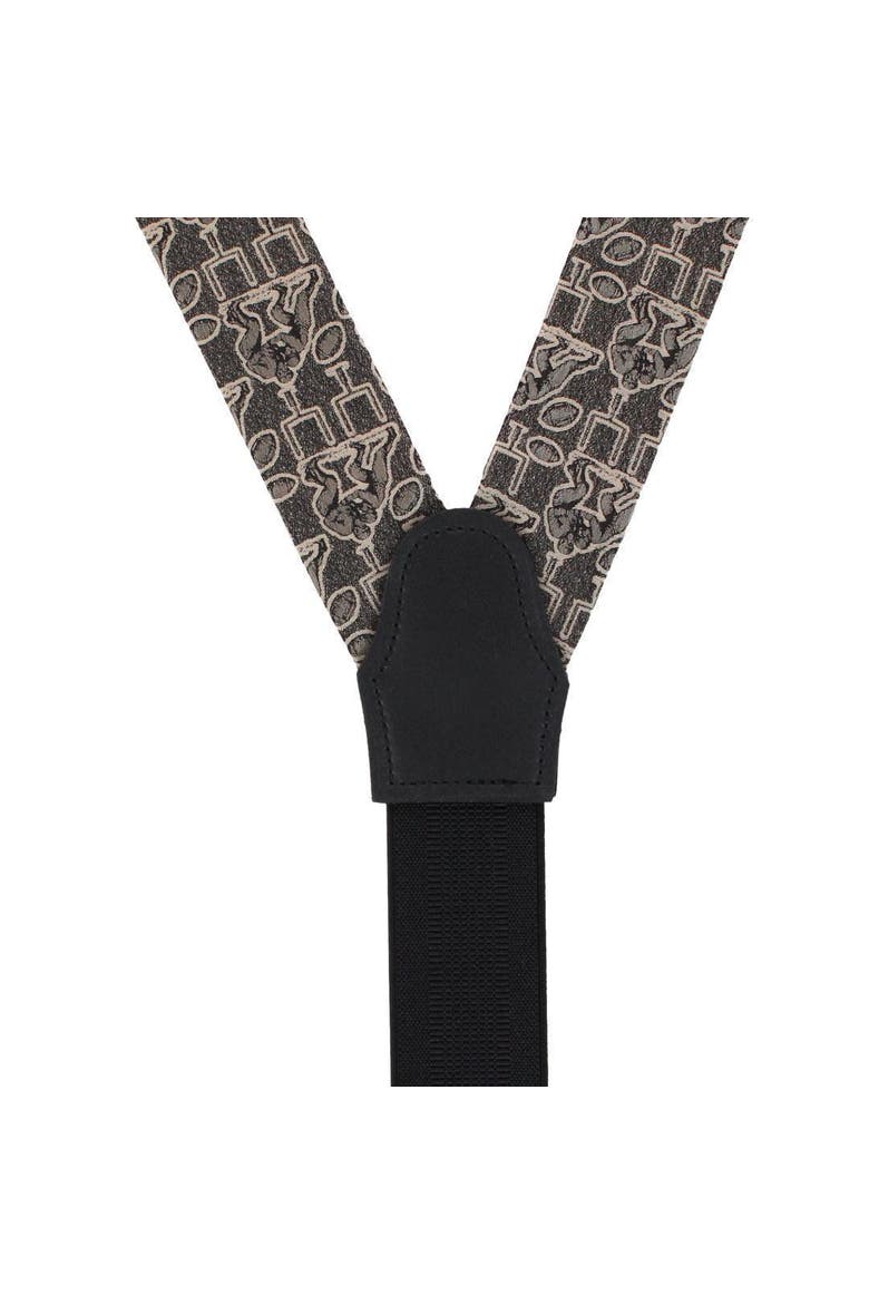 Field Goal Football Themed Novelty Silk Button End Suspenders, Alternate, color, Dark Taupe