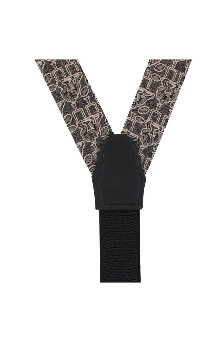 Trafalgar Field Goal Football Themed Novelty Silk Button End Suspenders, Alternate, color, Dark Taupe