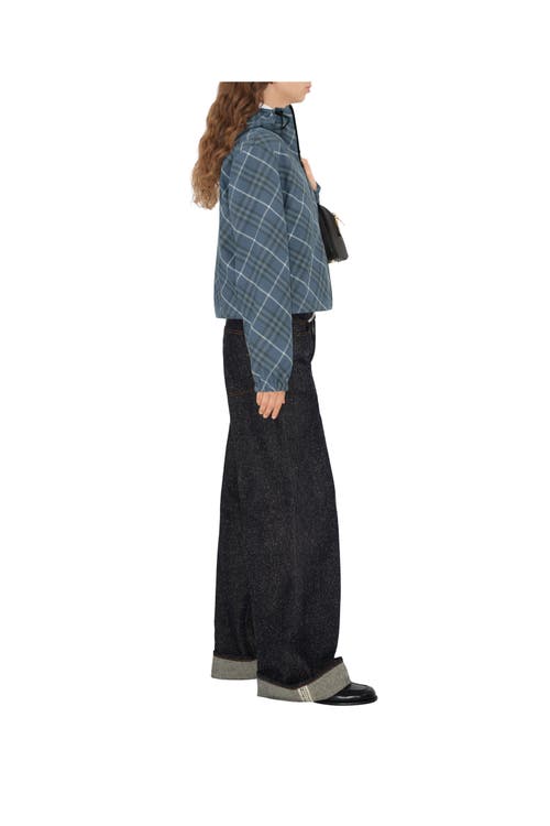 Burberry Checked Reversible Cropped Jacket In Pewter