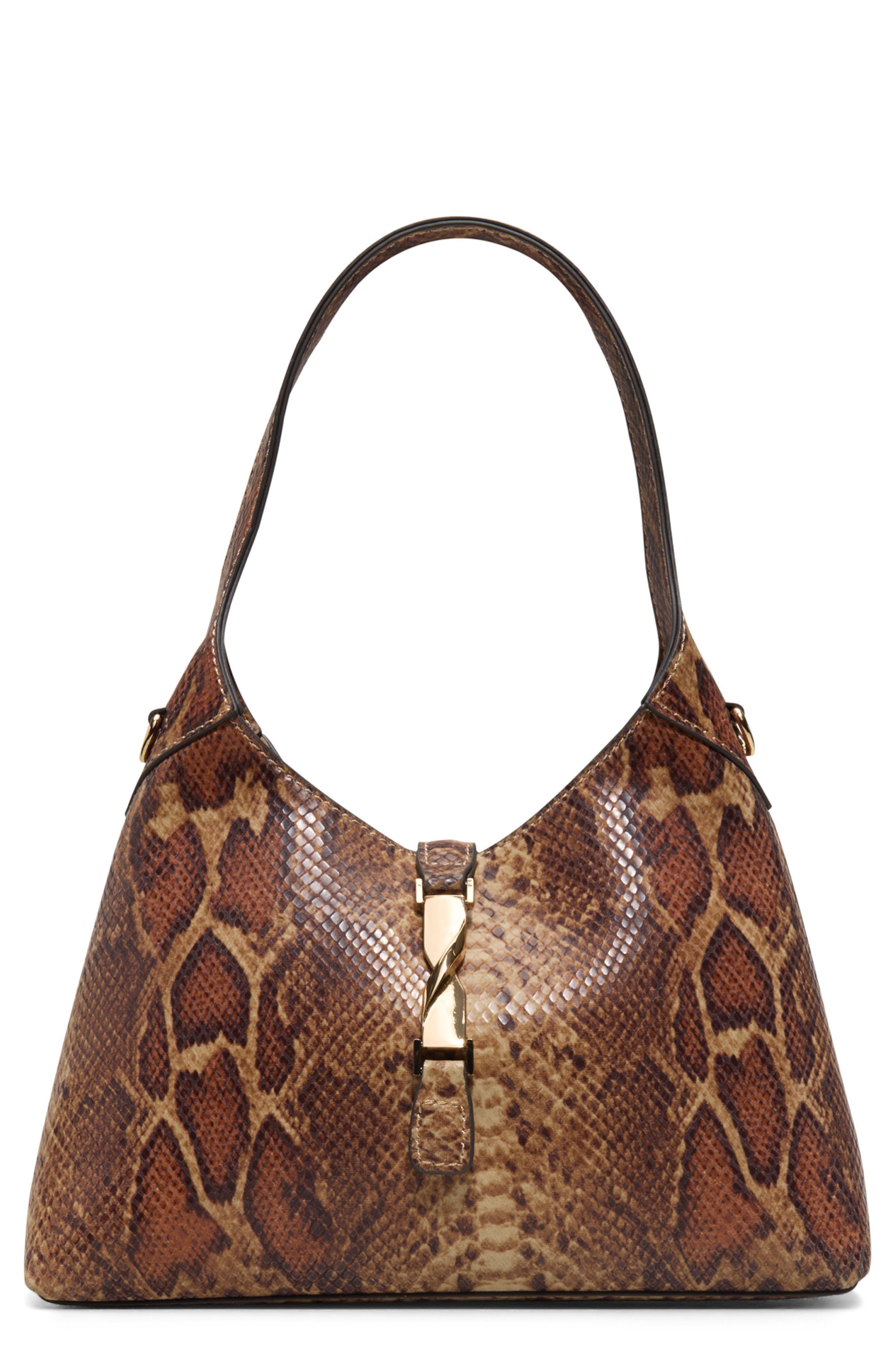 ALDO Harperminii Snake Embossed Shoulder Bag, Main, color, Other Brown