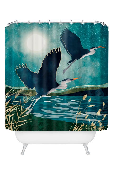 Evening Heron Shower Curtain