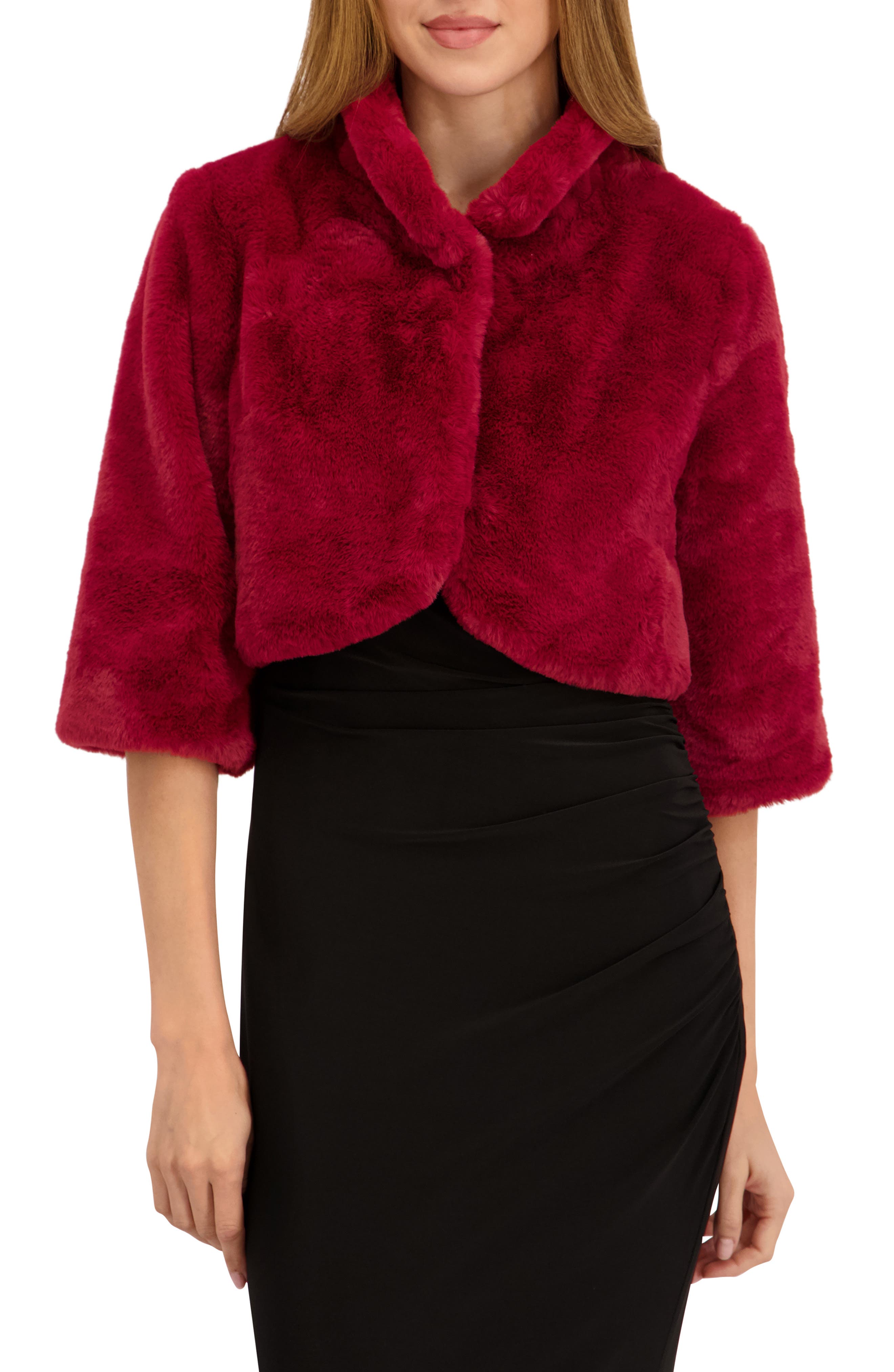 Laundry by Shelli Segal Mock Neck Faux Fur Shrug