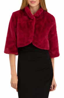 Laundry by Shelli Segal Mock Neck Faux Fur Shrug